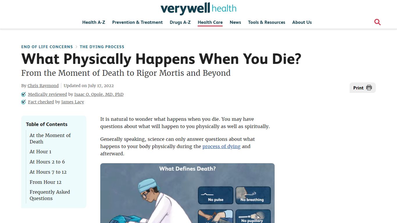 What Physically Happens to Your Body Right After Death